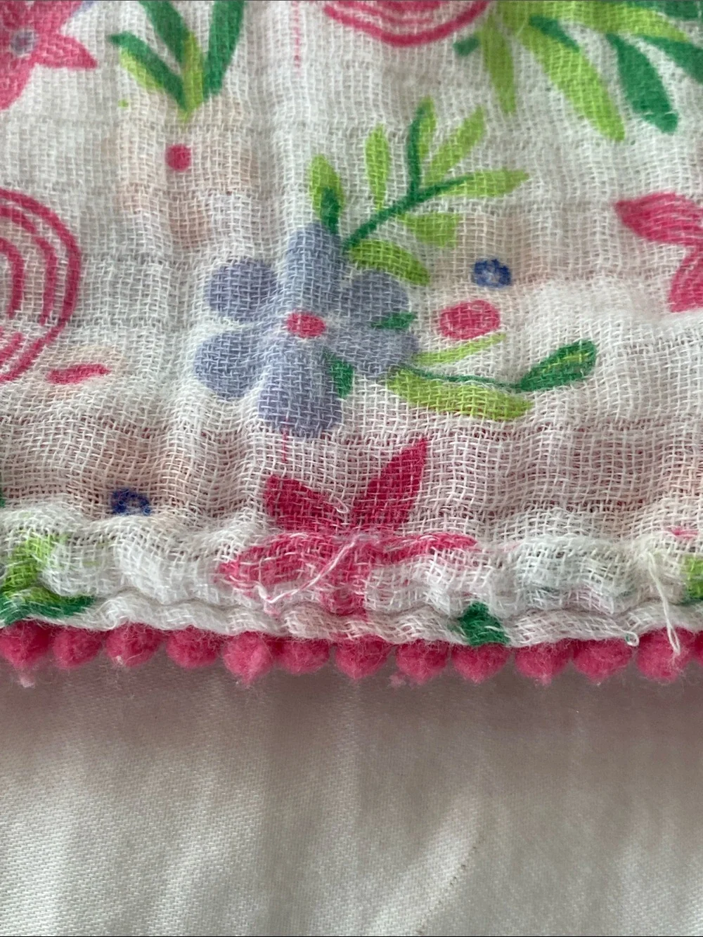 Floral Cotton Baby Girl Swaddle Blanket - Pink & Green Floral Print